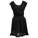 Sandro Paris Dress with Mesh Skirt in Black Polyester Viscose