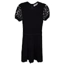 Valentino Lace-Paneled Pleated Mini Dress in Black Viscose - Valentino Garavani