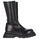 Burberry Jeffy Flatform Chunky Sole Boots in Black Leather