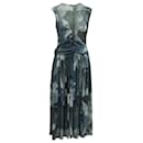 Victoria Beckham Ruched Front Midi Dress in Blue Polyester
