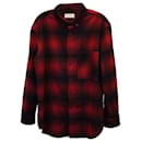 Camicia overshirt button-down scozzese Saint Laurent in lana vergine rossa