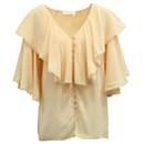 Chloé Ruffled Button Front Top in Pink Silk