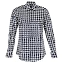 Dolce & Gabbana Patterned Button-Up Shirt in Navy Blue Cotton