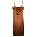 Dolce & Gabbana Sleeveless Knee-Length Dress in Bronze Acetate