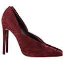 Victoria Beckham Sapatos de bico fino em camurça cor de vinho