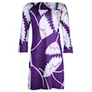 Diane Von Furstenberg Ruri Floral Print Mini Dress in Purple Silk