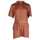 Maje Belted Playsuit in Brown Lyocell