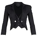 Alexander McQueen Distressed Cropped Jacket in Black Cotton - Alexander Mcqueen