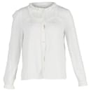 Maje Ruffled Buttoned Blouse in White Cotton