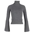 Michael Kors Flared Sleeve Turtleneck Sweater in Grey Cotton