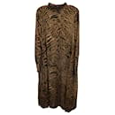 Ganni Zebra Long Sleeve Dress in Brown Silk