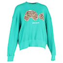 Palm Angels Leopard Bear Sweatshirt in Green Cotton
