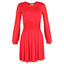 Michael Michael Kors Lace-Trim Long Sleeve Dress in Red Viscose