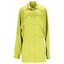 The Attico - Robe chemise courte en satin jacquard à logo en viscose verte