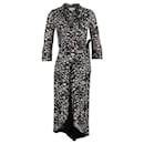 Ganni Printed Wrap Dress in Black Floral Print Viscose