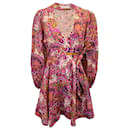 Mini-robe portefeuille Zimmermann Fiesta à imprimé cachemire en lin multicolore