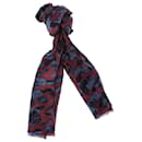 Louis Vuitton Camouflage Monogram Scarf in Burgundy and Blue Cashmere