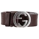 Gucci Interlocking G Buckle Belt in Brown Leather