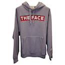 Gucci Oversized The Face Hoodie aus grauer Baumwolle