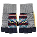 Burberry Patterned Fingerless Gloves in Multicolor Wool