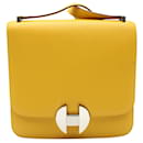 Hermes Evercolor  2002 20 Schultertasche aus senfgelbem Leder „Jaune Ambre“  - Hermès