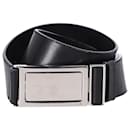 Prada Square Buckle Belt in Black Leather