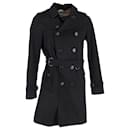 Burberry lined-Breasted Trench Coat in Black Cotton