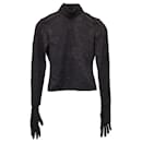 Balenciaga Floral Lace Mock-Neck Gloved Top in Black Polyamide