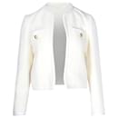 Celine Open-Front Boucle Cropped Jacket in Cream Wool - Céline