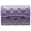 Chanel Iridescent Classic Flap Card Holder in Purple calf leather Leather