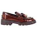 Tod's Joey Chunky Sole Tassel Loafers in Brown Leather