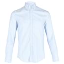 Brunello Cucinelli Camisa a rayas con botones de algodón azul
