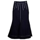 Sportmax Flared Midi Skirt in Navy Blue Wool
