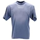 Balenciaga Faded Logo T-Shirt aus blauer Baumwolle