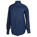 Kenzo Button Front Long Sleeve Shirt in Blue Cotton Denim