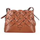 Prada Tress Crossbody Bag in Brown Vitello Intreccio Leather