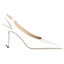Jimmy Choo Ivy 85 Croc-Embossed Pumps In White Leather