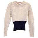 Alexander McQueen Bi-Color Cable-Knit Sweater in Cream Wool - Alexander Mcqueen