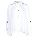 Peter Pilotto Tie-Neck Button-Up Shirt in Cream Silk