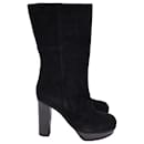 Marni Mid Calf Heeled Boots in Black Suede