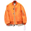 Sacai Layered Faux-Suede Bomber Jacket in Orange Polyester