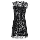 Sandro Embellished Sequin Mini Dress in Black Polyester