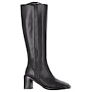 The Row Patch Knee-High Square-Toe Boots in Black Leather - The row