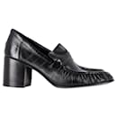 The Row Pleated Loafer Pumps in Black Leather - The row