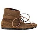 Isabel Marant Etoile Flavie Moccasin Ankle Boots in Khaki Green Suede