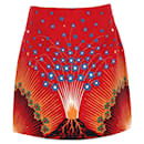 Valentino Volcano Printed Skirt in Red Wool - Valentino Garavani