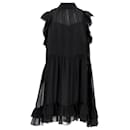 Ulla Johnson Remy Ruffled Mini Dress in Black Silk
