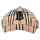 Burberry Logo-Embroidered Checked Oxford Baseball Cap in Beige Cotton