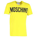 Moschino Logo Print Short Sleeve T-Shirt in Yellow Cotton