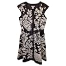 Oscar de la Renta Floral Embellished Sleeveless Dress in Brown Silk